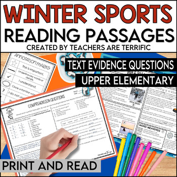 Preview of Winter Sports Reading Passages Print & Read