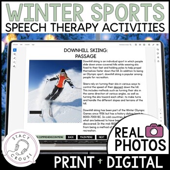 Preview of Winter Sports Speech Therapy Activities for Middle School Digital + Print