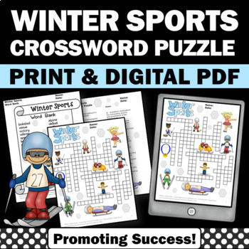 Preview of Winter Crossword Puzzle Morning Work Fun Packet ELA Activities Vocabulary ESL