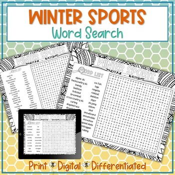 Preview of Winter Sports Word Search Puzzle Activity