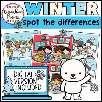 Preview of Winter Spot the Difference Visual Perception Puzzles