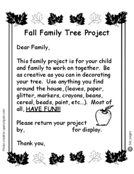 Preview of Winter, Spring, Fall tree project for students and families