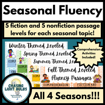 Preview of Winter, Spring, Summer, & Fall Themed Leveled Fluency Passages - BUNDLE !!!