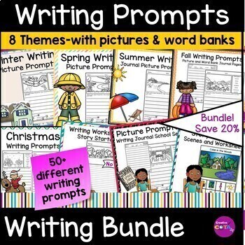 Preview of Occupational Therapy Sentence Writing Prompts Pictures & Word Banks Bundle