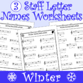 Winter Staff Letter Names Worksheets - Lines and Spaces Wo