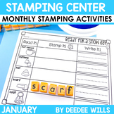 Winter Stamping Center Math & Literacy No Prep Monthly Act