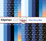 Winter Starry Skies Digital Papers - 8.5x11