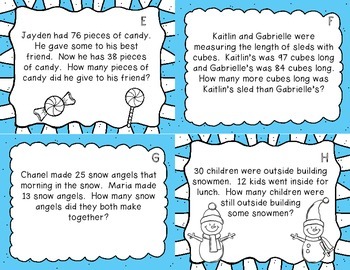 Winter Story Problem Task Cards by Kim Solis | Teachers Pay Teachers