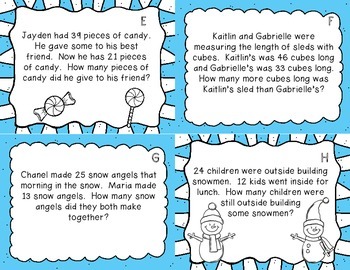 Winter Story Problem Task Cards by Kim Solis | Teachers Pay Teachers