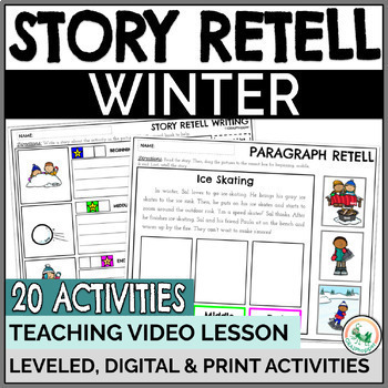 Preview of Winter Story Retell Sequencing of Beginning, Middle, & End Digital & Print