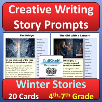 Preview of Winter Story Writing Prompts Story Starters with Photos and Word Banks