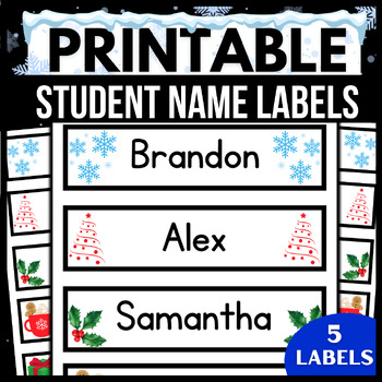 Preview of Winter Student Name Labels → EDITABLE / PRINTABLE Classroom Tags / Cards