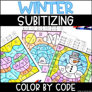 Preview of Winter Subitizing Dot Patterns | No Prep Color By Number | Number Sense Activity