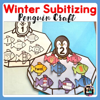 Preview of Winter Subitizing Math Activities | Polar Animal Penguin Math Center Craft