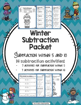 Preview of Winter Subtraction Packet - Subtraction within Five and Ten