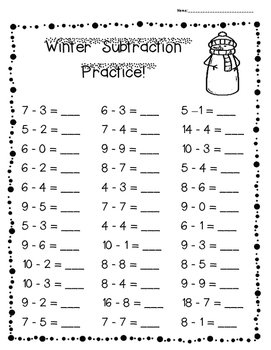 Winter Subtraction Practice Pack!--3 levels by 4 Little Baers | TpT