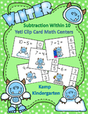 Winter Subtraction Within 10 Yeti Clip Card Math Centers