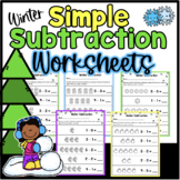 Simple Winter Subtraction Worksheets Kindergarten Numbers 0-5
