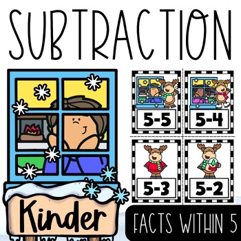 Preview of Winter Subtraction within 5 Kindergarten Math Centers Task Cards