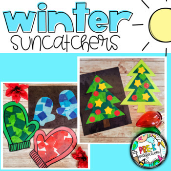 Preview of Winter Suncatchers Bundle | Christmas Tree | Mittens | Christmas Ornaments