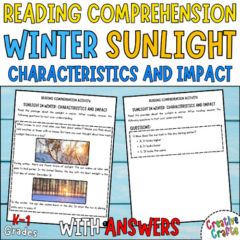 Preview of Winter Sunlight K-1st Reading Comprehension Worksheets with Photos & Answers