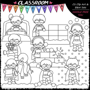 Winter Super Kids - Clip Art & B&W Set by Classroom Doodle Diva | TpT
