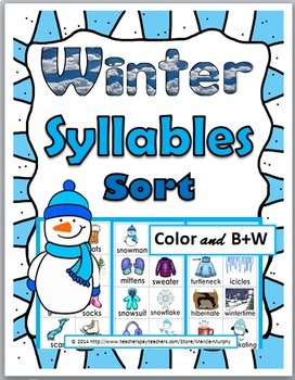 Preview of Syllables Sort Winter Syllables Practice