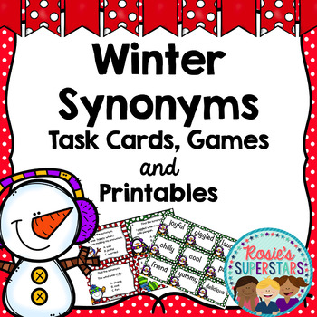 Preview of Winter Synonyms: Task Cards, Games, and Printables