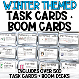 Winter Task Boxes & Boom Cards - Math, Literacy and Fine M