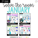 Winter Task Card Bundle | 4 Second Grade Math Centers for January