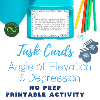 Preview of Winter Task Cards - Angle of Elevation & Depression Word Problems