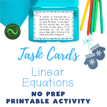 Preview of Winter Task Cards - Linear Equations Word Problems