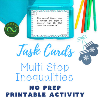 Preview of Winter Task Cards - Multi Step Inequalities Word Problems