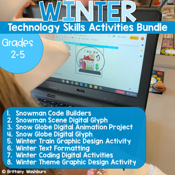Preview of Winter Technology Skills Digital Activities Bundle for Grades 2-5 Computer Lab