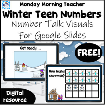 Preview of Winter Teen Number Double 10 Frames for Number Talks Digital Distance Learning