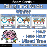 Winter Telling Time Boom Card Bundle Time to Hour, Half Ho