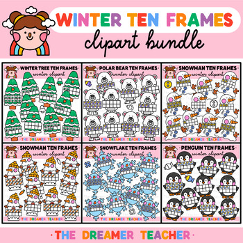 Preview of Winter Ten Frames Clipart Bundle