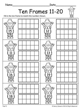 Winter Ten Frames | Worksheets | Teen Numbers | Numbers 11-20 | TPT