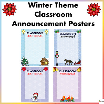 Preview of Winter Theme Classroom Announcement Posters Editable