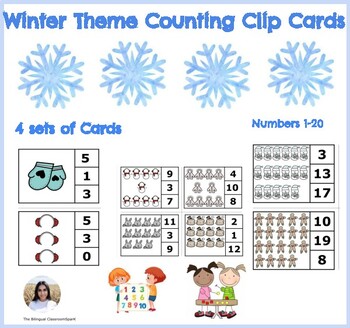 Preview of Winter Theme Counting Clip Cards