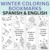 Winter Theme Doodle Coloring Bookmarks in Spanish & English