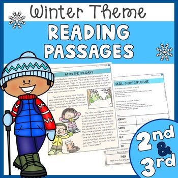 Preview of 2nd & 3rd Grade - Winter Theme - Fiction Reading Passages & Comprehension Skills