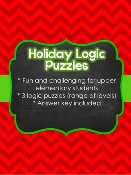 Preview of Holiday Theme Logic Puzzles (3 included)