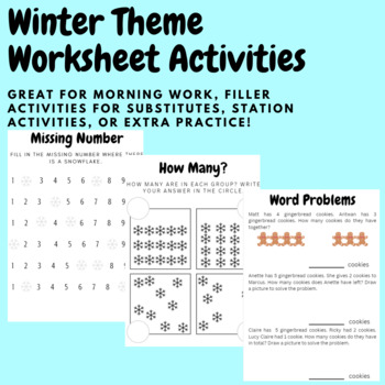 Preview of Winter Theme Math Activities - Kinder&1st