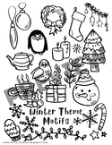 Winter Theme Motifs Art Drawing Reference Handout