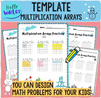 Preview of Winter Theme Multiplication Arrays Template (Blank Grids Template)