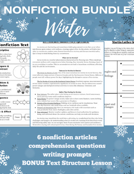 Preview of Winter Theme - Nonfiction Articles Background Knowledge and Comprehension Bundle