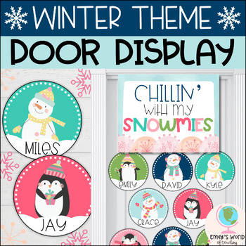 Preview of Winter Theme Snowman/Penguin Door Decor, Bulletin Board Display  - EDITABLE