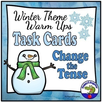 Preview of Winter Theme Verb Tense Warm-Ups and Task Cards