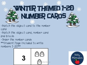 Preview of Winter Themed 1-20 Number Cards